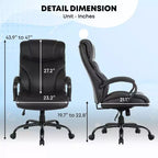 Chaise de bureau pour personnes fortes et de grande taille Chaise de bureau à dossier haut Soutien lombaire Accoudoirs réglables