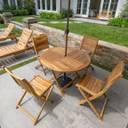 Nordic Teak 47 Natural Outdoor Foldable Round Dining Table - Beige