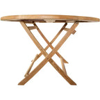 Table de salle à manger ronde pliable d'extérieur naturelle de 47" - Beige