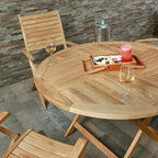 Table de salle à manger ronde pliable d'extérieur naturelle de 47" - Beige