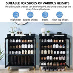 Meuble à chaussures avec portes en verre, étagère de rangement pour chaussures d'entrée à 5 niveaux avec grand espace de rangement et étagères réglables pour couloir, salon