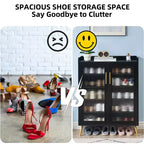 Meuble à chaussures avec portes en verre, étagère de rangement pour chaussures d'entrée à 5 niveaux avec grand espace de rangement et étagères réglables pour couloir, salon