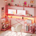 Bestier 71.5 Inch L-Shaped Computer Desk with Power Outlets