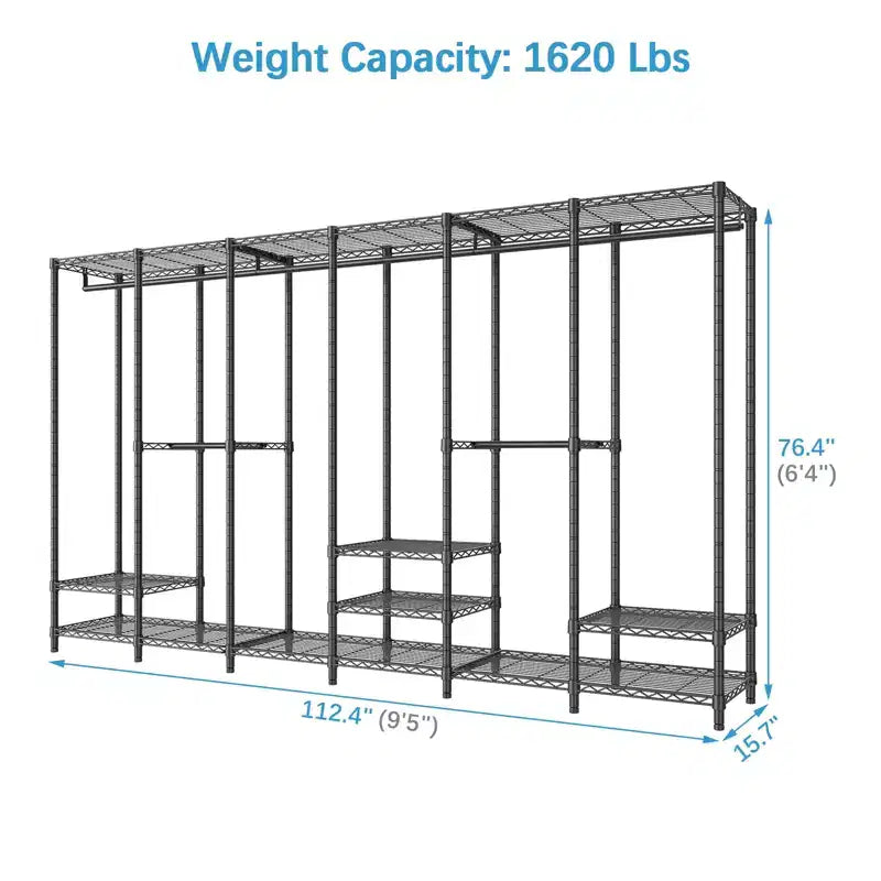 Armoire portative extra-large, penderie à vêtements pour suspendre des vêtements, armoire autoportante, armoire métallique pour l'organisation de rangement de chambre à coucher