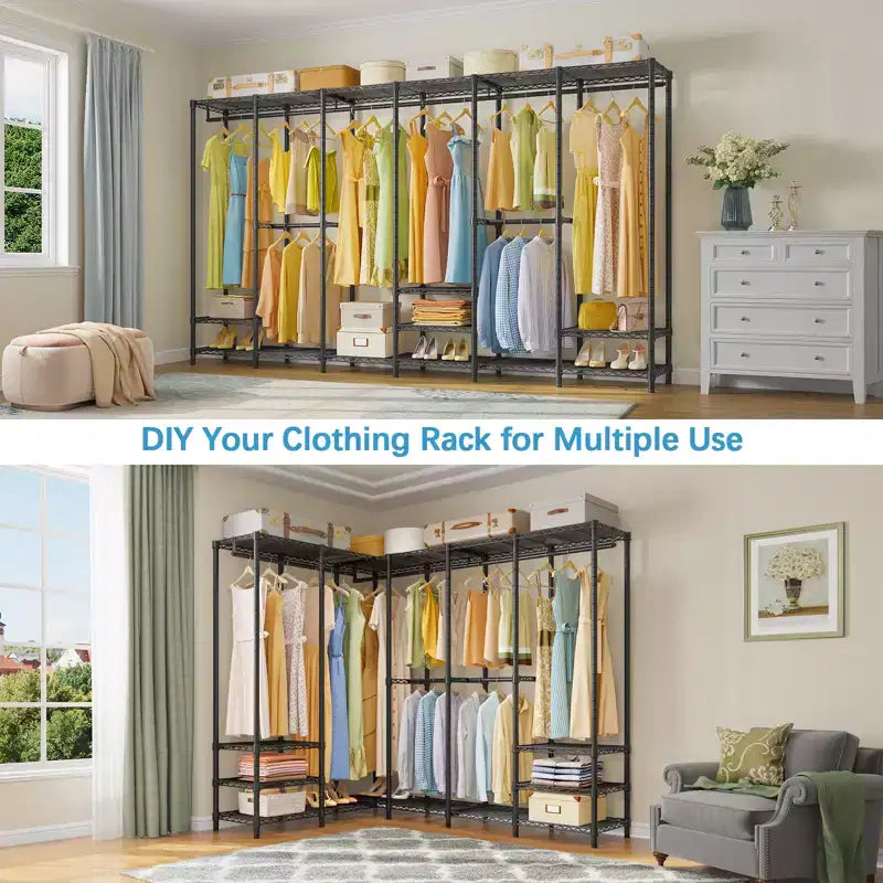 Armoire portative extra-large, penderie à vêtements pour suspendre des vêtements, armoire autoportante, armoire métallique pour l'organisation de rangement de chambre à coucher