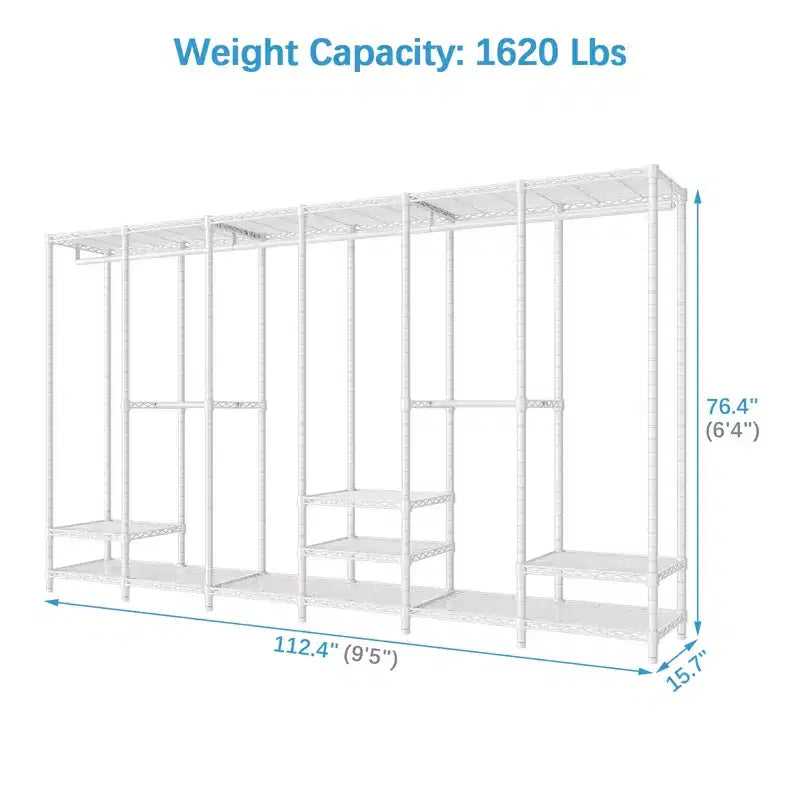 Armoire portative extra-large, penderie à vêtements pour suspendre des vêtements, armoire autoportante, armoire métallique pour l'organisation de rangement de chambre à coucher