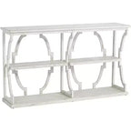 Crestview Collection Farmhouse Antique White Rectangular Console Table 64 x 15 with Bookshelf for Living Room Bedroom Bedside