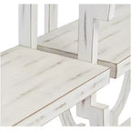 Console de ferme rectangulaire 64 x 15, blanc antique, avec étagère pour salon, chambre à coucher, chevet