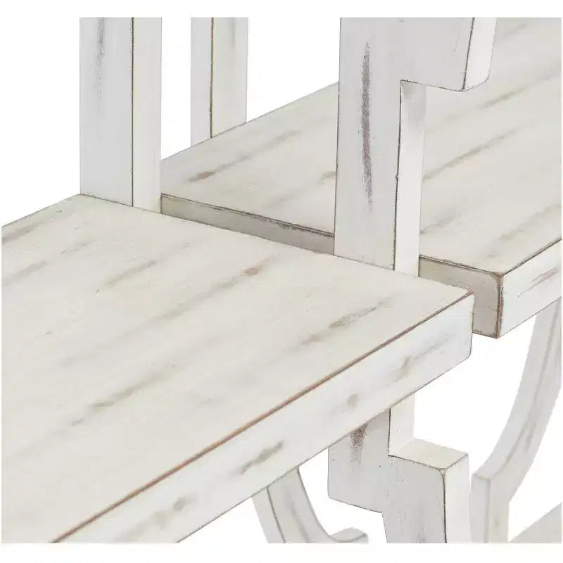 Console de ferme rectangulaire 64 x 15, blanc antique, avec étagère pour salon, chambre à coucher, chevet