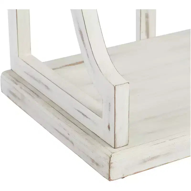 Console de ferme rectangulaire 64 x 15, blanc antique, avec étagère pour salon, chambre à coucher, chevet