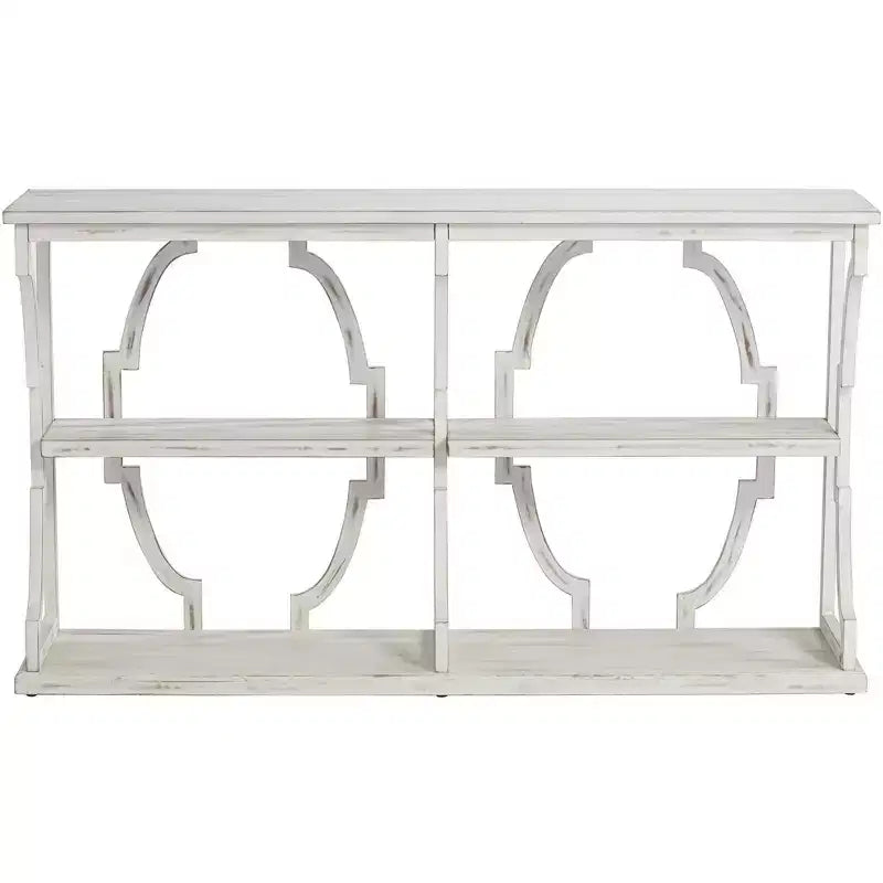 Console de ferme rectangulaire 64 x 15, blanc antique, avec étagère pour salon, chambre à coucher, chevet
