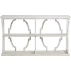 Console de ferme rectangulaire 64 x 15, blanc antique, avec étagère pour salon, chambre à coucher, chevet