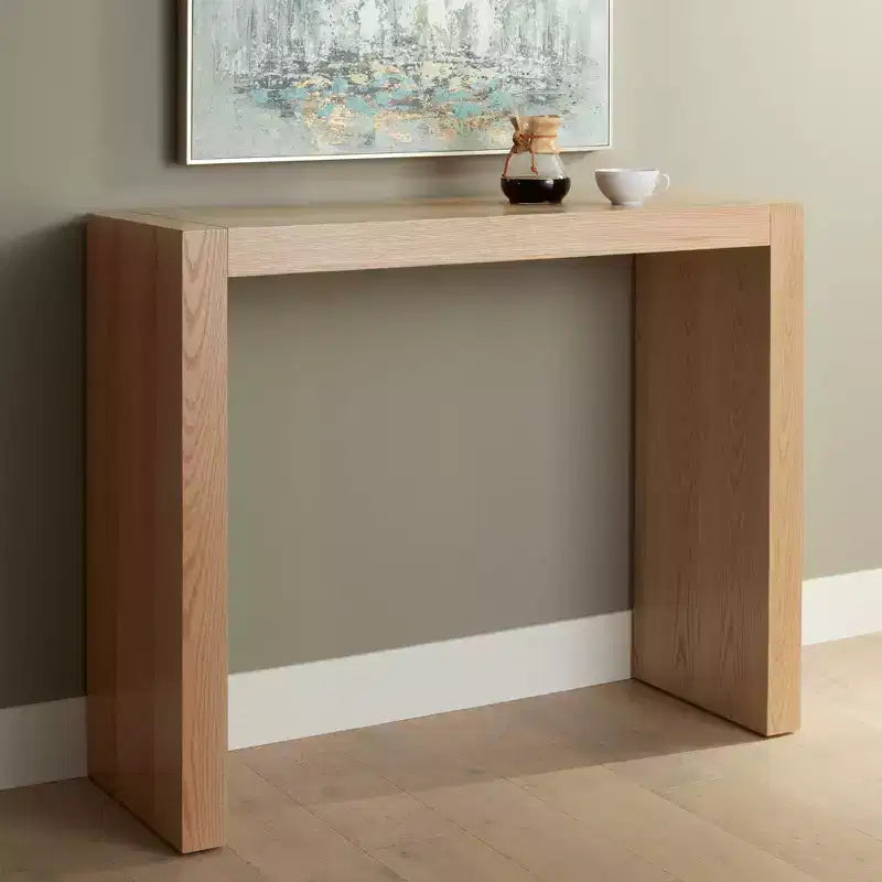 Table de bar rectangulaire moderne minimaliste en bois de chêne gris brillant 50 x 18, marron naturel, pour salon et cuisine