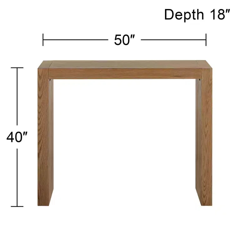 Table de bar rectangulaire moderne minimaliste en bois de chêne gris brillant 50 x 18, marron naturel, pour salon et cuisine