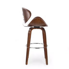 Tabouret de bar pivotant 30 po en similicuir et bois, style moderne milieu de siècle