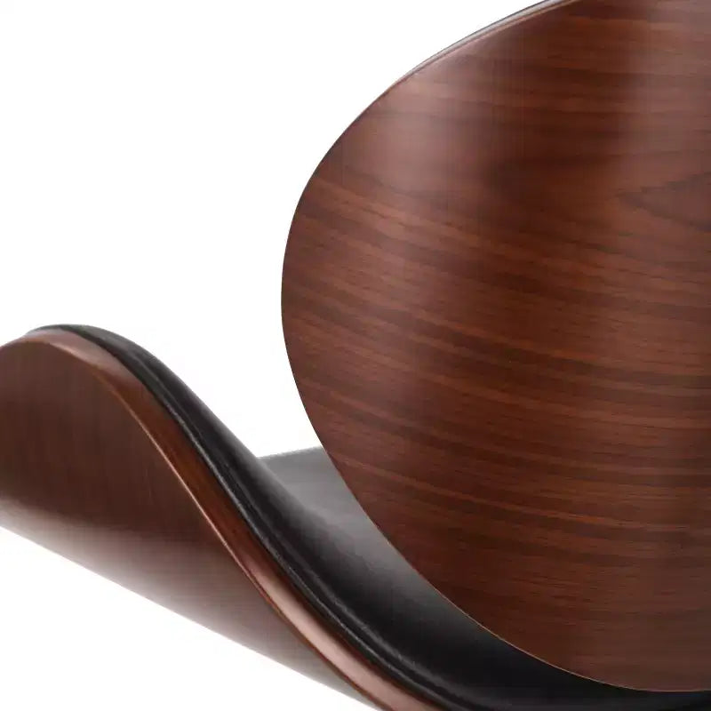 Tabouret de bar pivotant 30 po en similicuir et bois, style moderne milieu de siècle
