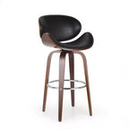 GDFStudio Candler Mid Century Modern Faux Leather and Wood 30 Swivel Barstool