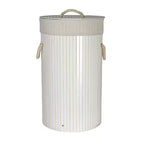 Panier à linge en bambou avec poignées en corde, couvercle et sac à linge amovible lavable en machine