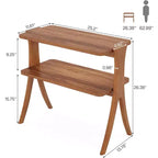 Table d'appoint haute et étroite avec étagère de rangement à 2 niveaux et pieds en bois massif