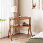 Table d'appoint haute et étroite avec étagère de rangement à 2 niveaux et pieds en bois massif
