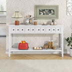 Whisen Rustic Entryway Console Table with Drawers and Bottom Shelf