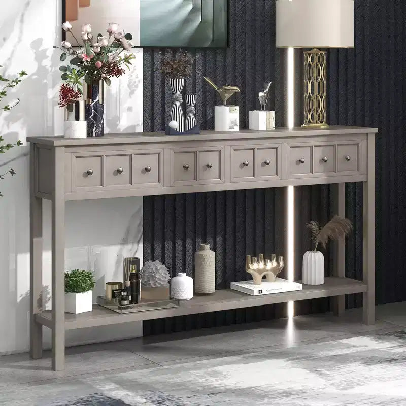 Console d'entrée rustique avec tiroirs et étagère inférieure