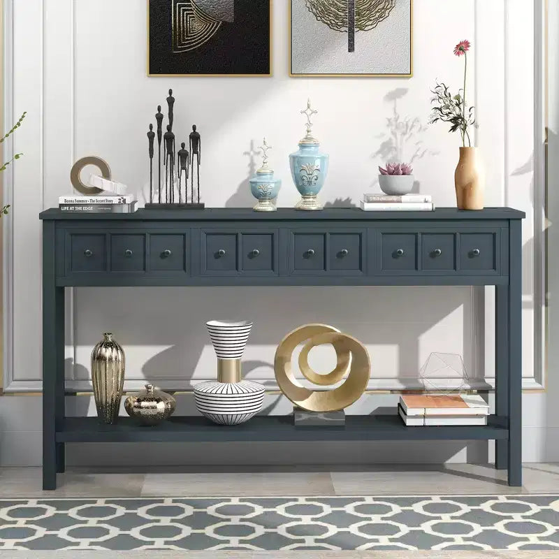 Console d'entrée rustique avec tiroirs et étagère inférieure