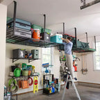 Rangement suspendu pour garage 4 pi x 8 pi avec crochets | Supporte 317,5 kg