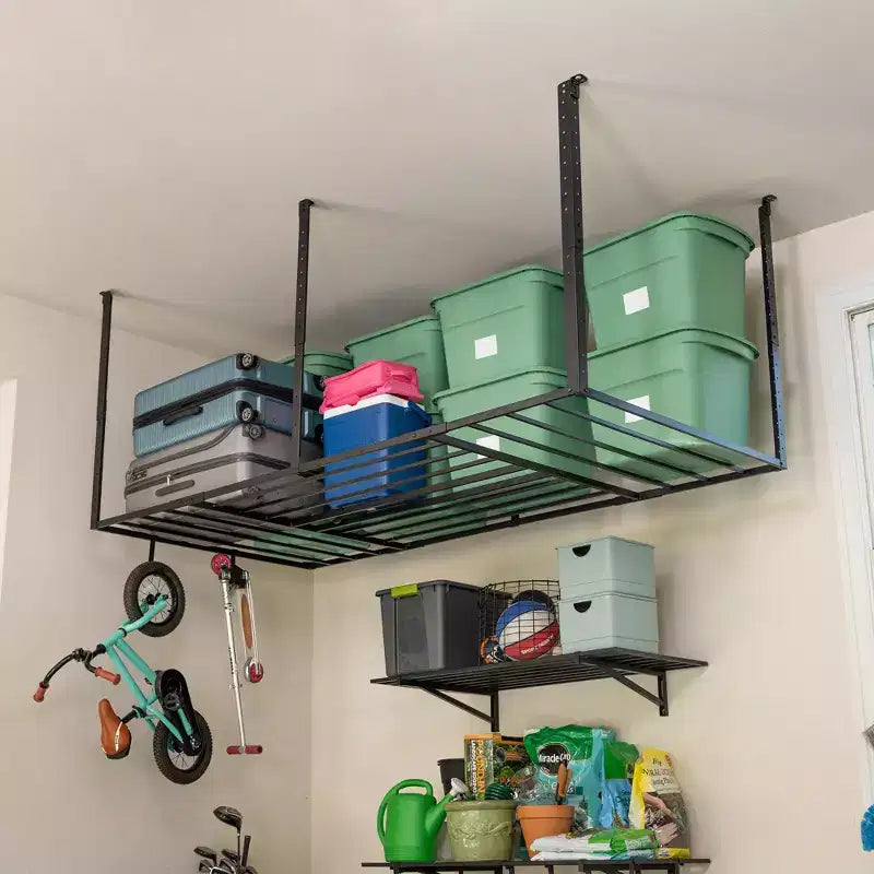 Rangement suspendu pour garage 4 pi x 8 pi avec crochets | Supporte 317,5 kg