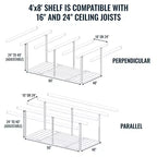 Rangement suspendu pour garage 4 pi x 8 pi avec crochets | Supporte 317,5 kg
