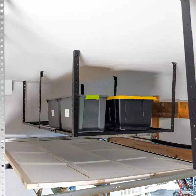 Rangement suspendu pour garage 4 pi x 8 pi avec crochets | Supporte 317,5 kg