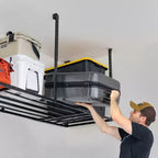 Rangement suspendu pour garage 4 pi x 8 pi avec crochets | Supporte 317,5 kg